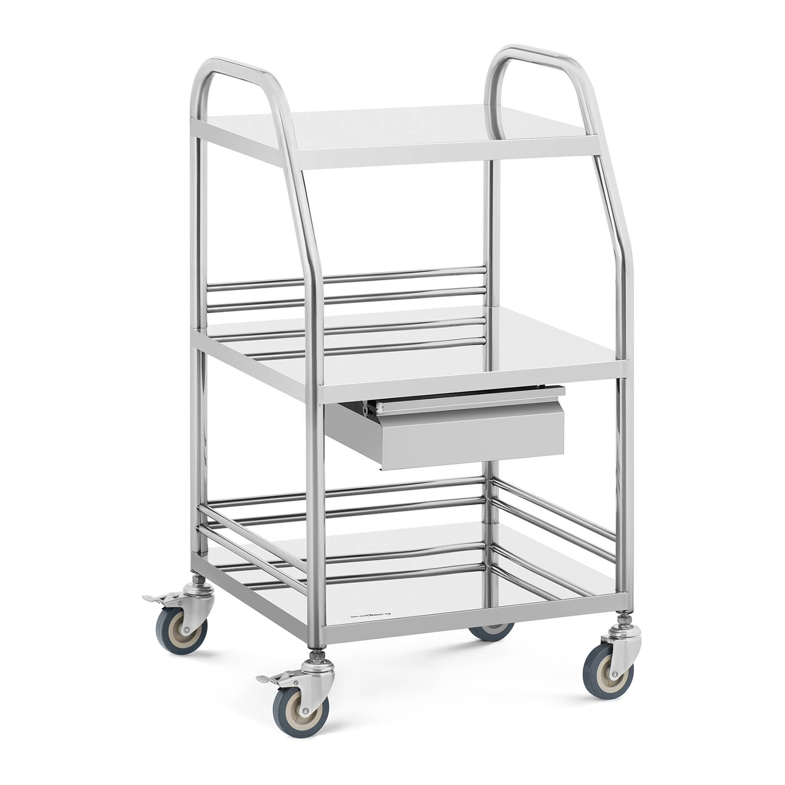 Laborwagen - Edelstahl - 3 Ablagen - 1 Schublade - 30 kg