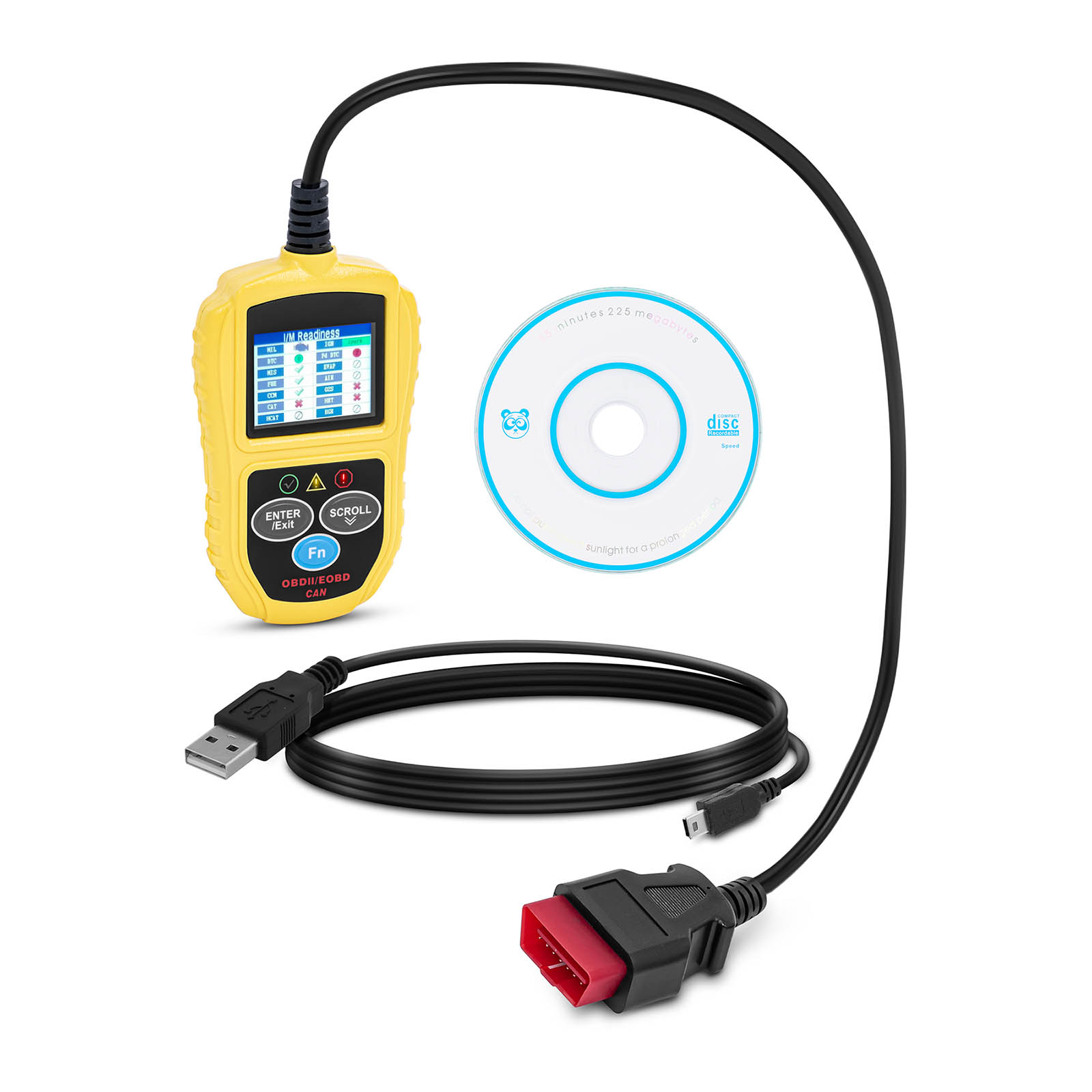 OBD2-Diagnosegerät - 8 - 18 V - LCD - Fehlercodes / VIN / ID / CVN / PCM / ECU / MIL etc.