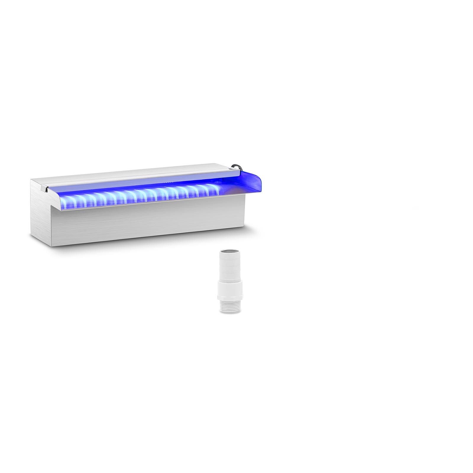 Schwalldusche - 30 cm - LED-Beleuchtung - Blau / Weiß - offener Wasserauslauf